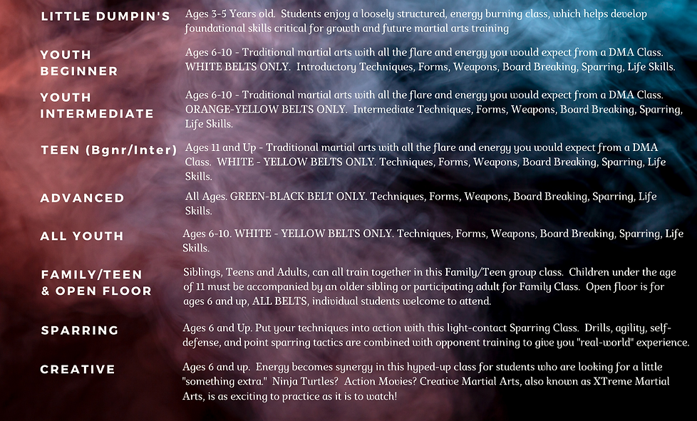 SCHEDULE Dynamic Martial Arts